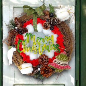 Χειροποίητο χριστουγεννιάτικο στεφάνι ”Merry Christmas”