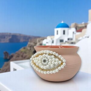 Κερί Σαντορίνη μεγάλο με κεντημένο μάτι από λαμπερά στοιχεία!