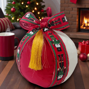 Μαξιλάρι χριστουγεννιάτικο μεγάλη βελούδινη μπάλα!