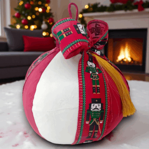 Μαξιλάρι χριστουγεννιάτικο μεγάλη βελούδινη μπάλα!