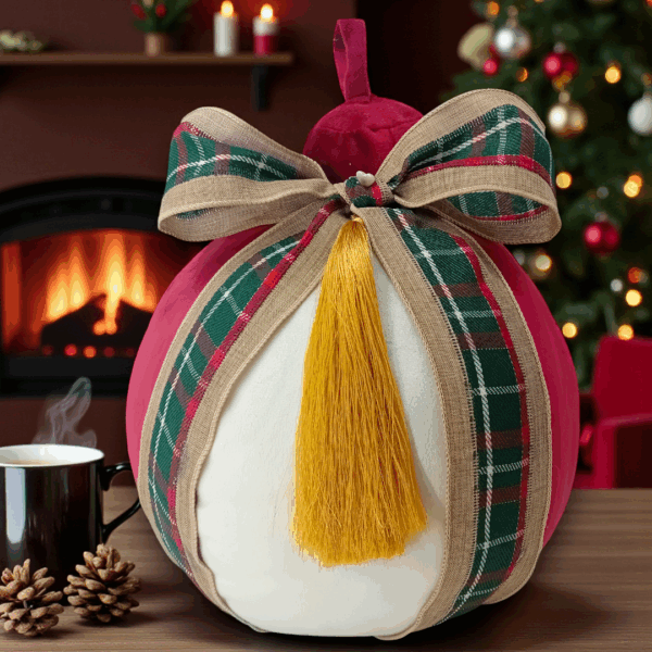 Μαξιλάρι χριστουγεννιάτικο μεγάλη βελούδινη μπάλα!