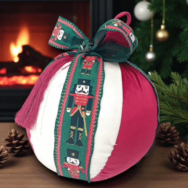 Μαξιλάρι χριστουγεννιάτικο μεγάλη βελούδινη μπάλα!