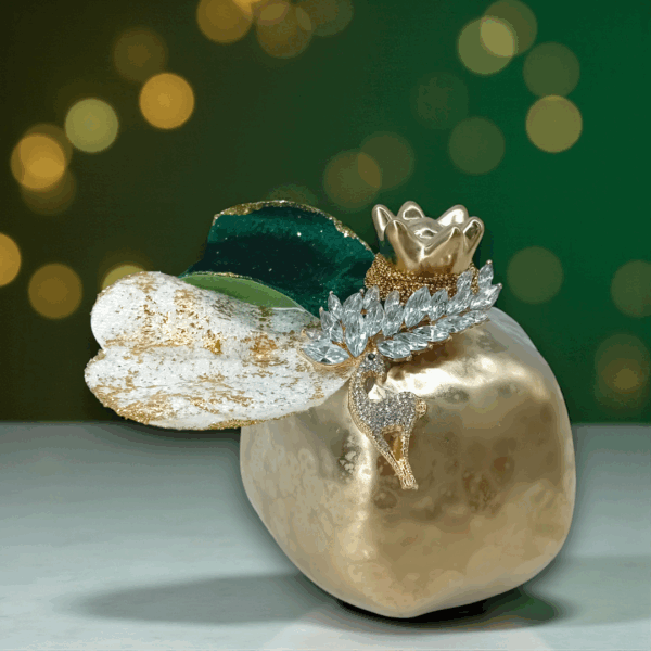 Κεραμικό ρόδι με ασημένιο τάρανδο με λαμπερά κρύσταλλα!