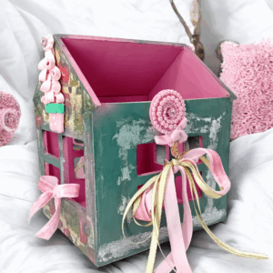 Χριστουγεννιάτικο ξύλινο σπίτι - καλάθι αποθήκευσης!