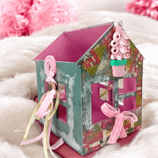 Χριστουγεννιάτικο ξύλινο σπίτι - καλάθι αποθήκευσης!