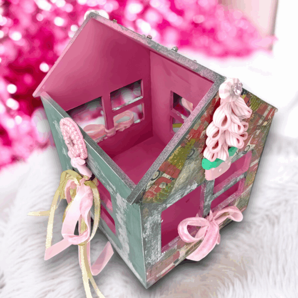 Χριστουγεννιάτικο ξύλινο σπίτι - καλάθι αποθήκευσης!