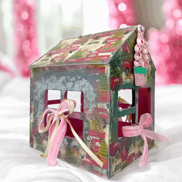 Χριστουγεννιάτικο ξύλινο σπίτι - καλάθι αποθήκευσης!
