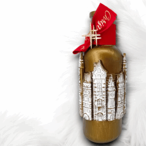 Γυάλινο κηροπήγιο - ανθοδοχείο με πήλινα διακοσμητικά!