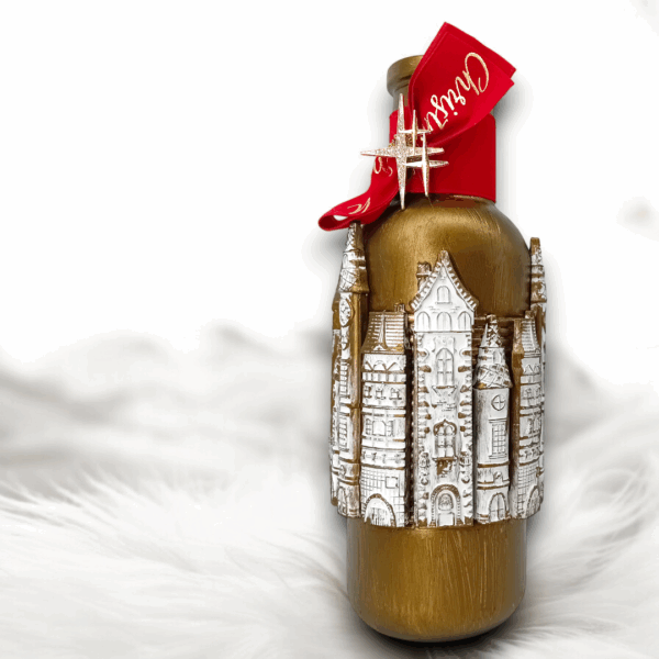 Γυάλινο κηροπήγιο - ανθοδοχείο με πήλινα διακοσμητικά!