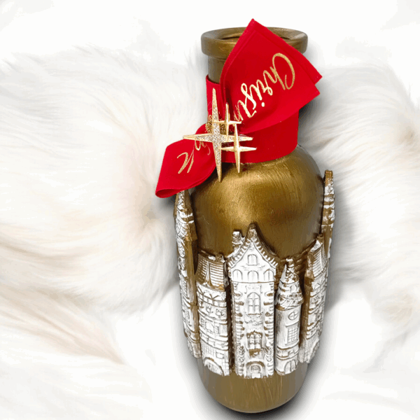 Γυάλινο κηροπήγιο - ανθοδοχείο με πήλινα διακοσμητικά!