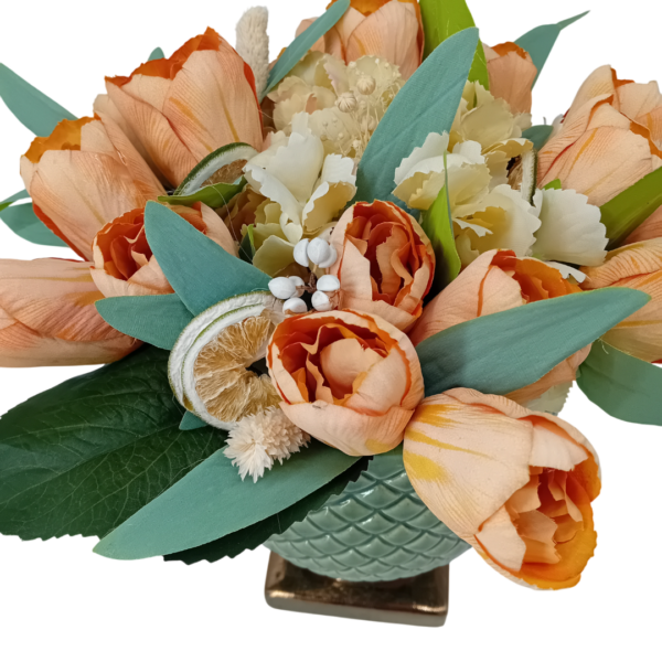 Σύνθεση σε μεγάλο κεραμικό πράσινο ανθοδοχείο!