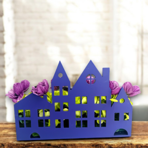 Ξύλινο διακοσμητικό κηροπήγιο με υφασμάτινα λουλούδια!