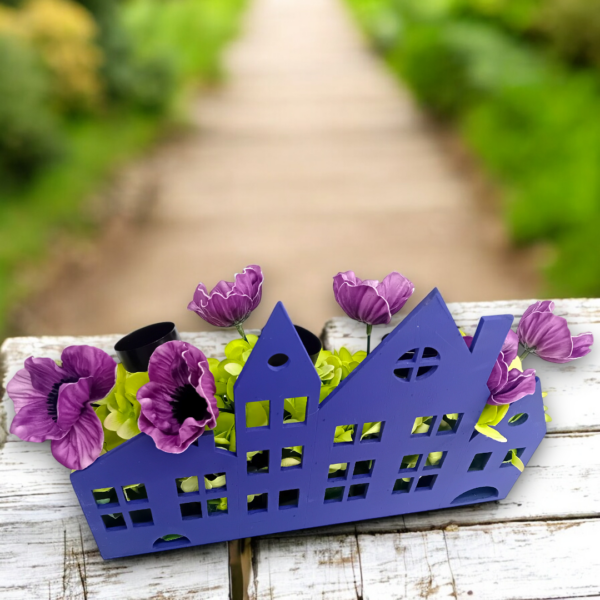 Ξύλινο διακοσμητικό κηροπήγιο με υφασμάτινα λουλούδια!