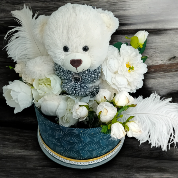 Διακοσμητικό σε κουτί με λουλούδια & αρκούδο!