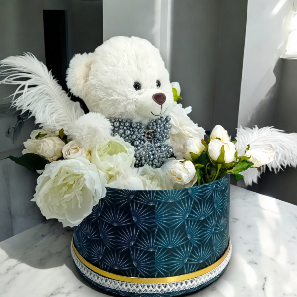 Διακοσμητικό σε κουτί με λουλούδια & αρκούδο!