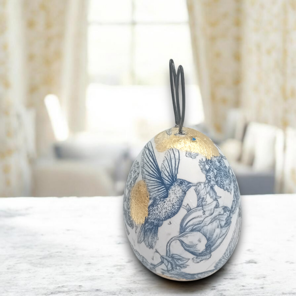 Κεραμικό διακοσμητικό αυγό με φύλλα χρυσού!