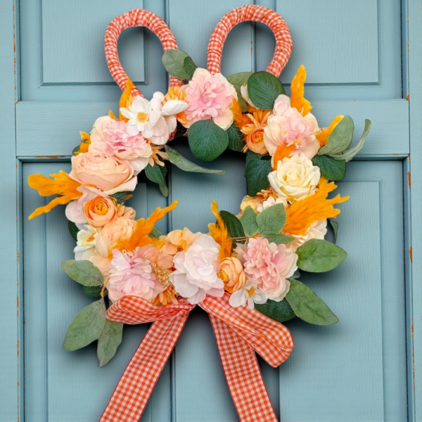 Στεφάνι με υφασμάτινα & αποξηραμένα λουλούδια πασχαλινό!