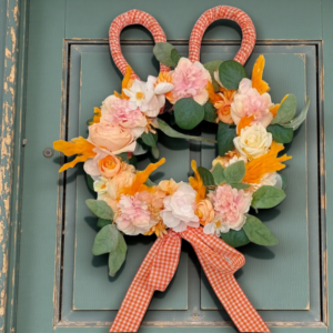 Στεφάνι με υφασμάτινα & αποξηραμένα λουλούδια πασχαλινό!