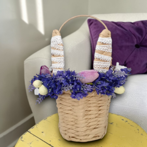 Καλάθι αποθήκευσης με λουλούδια & χερούλι!