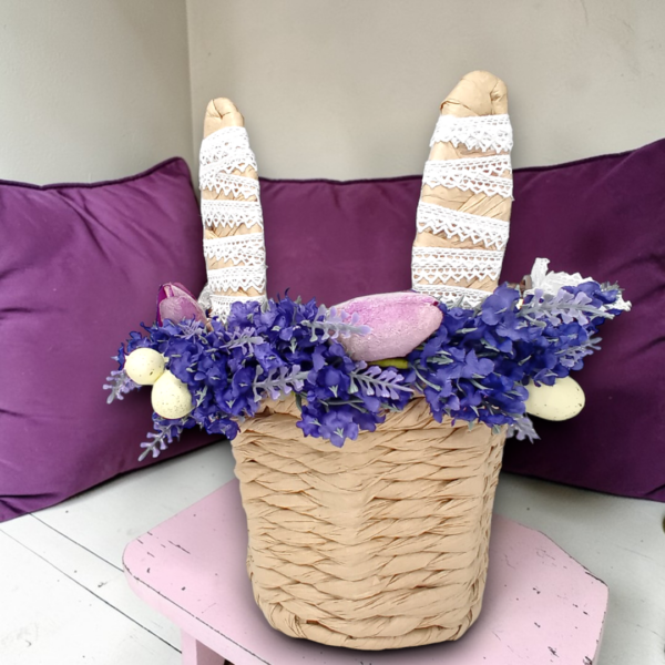 Καλάθι αποθήκευσης με λουλούδια & χερούλι!