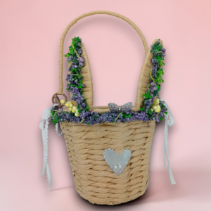 Καλάθι αποθήκευσης με λουλούδια & χερούλι!