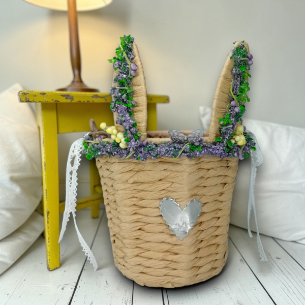 Καλάθι αποθήκευσης με λουλούδια & χερούλι!