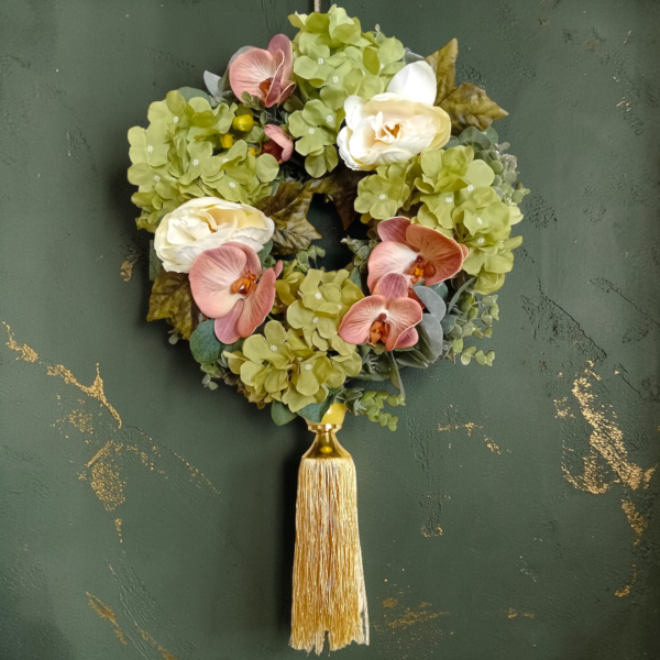 Στεφάνι με ορχιδέες και ορτανσίες!