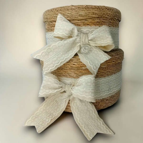 Καλάθια αποθήκευσης πλεκτά με φιόγκους!