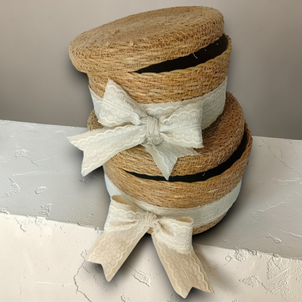 Καλάθια αποθήκευσης πλεκτά με φιόγκους!