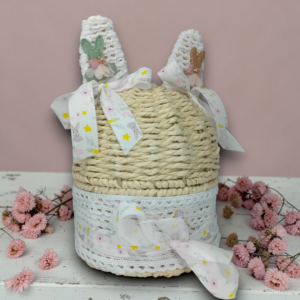 Καλάθι αποθήκευσης με καπάκι & λευκή δαντέλα!