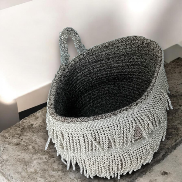 Καλάθι αποθήκευσης με σατέν κρόσια & λαμπερά κρύσταλλα!