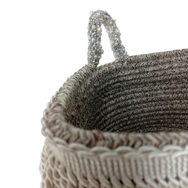 Καλάθι αποθήκευσης με σατέν κρόσια & λαμπερά κρύσταλλα!