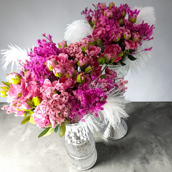 Γυάλινο βάζο με λουλούδια & πούπουλα!