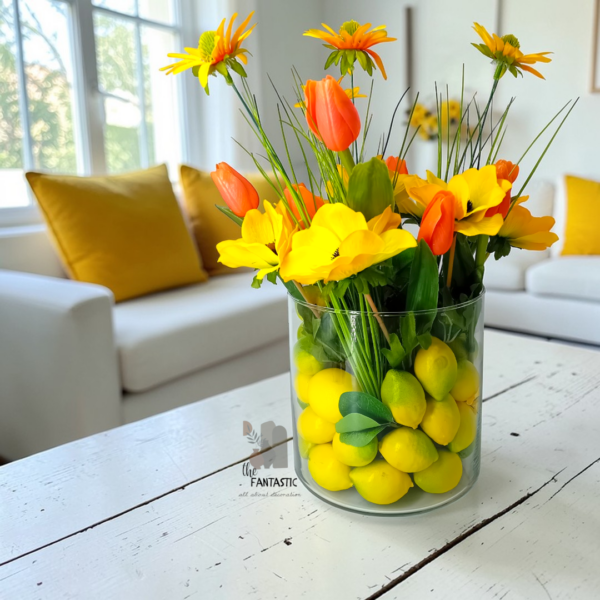 Διακοσμητική σύνθεση με λουλούδια & λεμόνια!