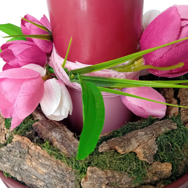 Διακοσμητική σύνθεση με δίσκο, κερί, στεφάνι & λουλούδια!