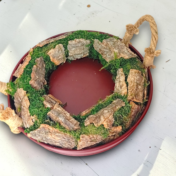 Διακοσμητική σύνθεση με δίσκο, κερί, στεφάνι & λουλούδια!